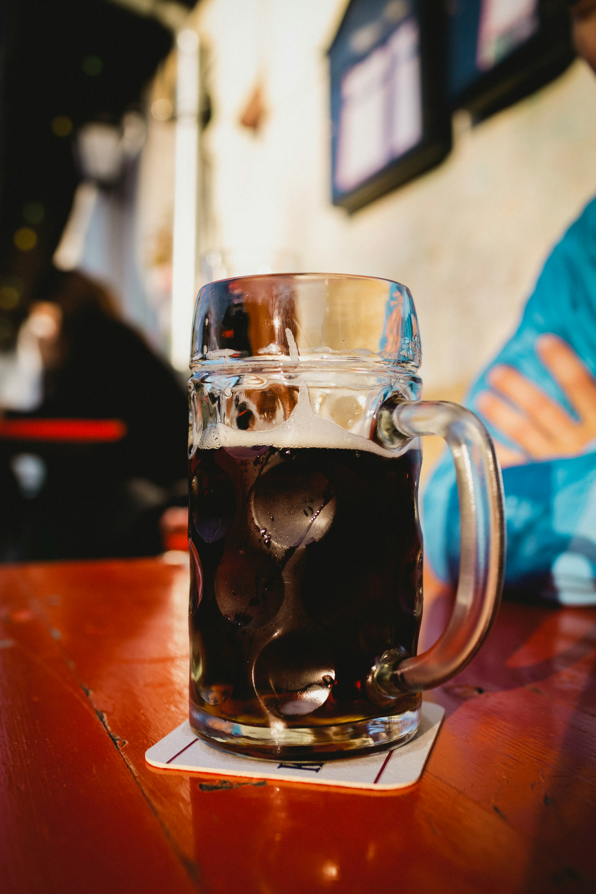 clear glass mug